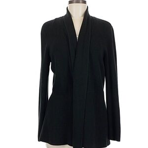 Talbots Black Knit Sweater Blazer Cotton Blend Cardigan Size MP